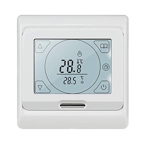KETOTEK Thermostat Fussbodenheizung Elektrisch Programmierbar mit fühler 16A, Digitale Raumthermostat Fußbodenheizung Unterputz 230V LCD Touchscreen