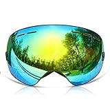 GANZTON Skibrille Snowboard Brille Doppel-Objektiv UV-Schutz Anti-Fog Skibrille F¨¹r Damen und Herren Jungen und M?dchen Schwarz