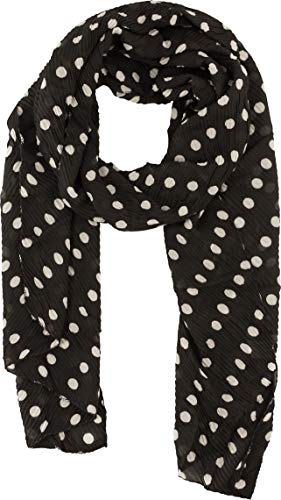 fashionchimp ® Damen-Schal im Plissee-Design, Punkte-Print, Pastell-Farben, Sommer-Schal (Schwarz-Weiß)