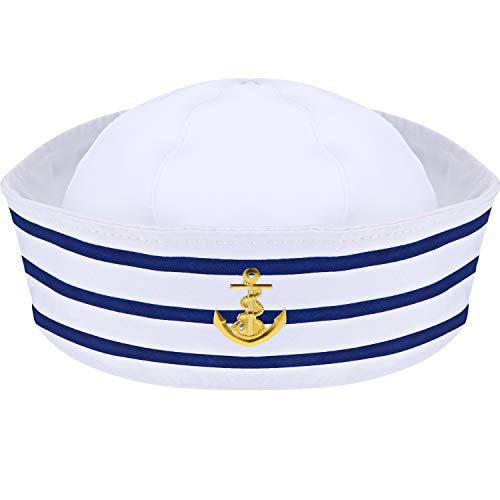 Syhood Kapitänsmütze Blau mit Weißen Segelhüten Matrosenmütze Marine Seemann Hut für Kostüm Zubehör, Anziehparty (1 Packung)