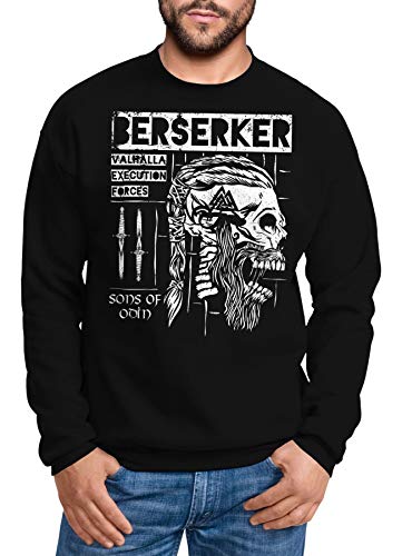 Neverless® Sweatshirt Herren Valhalla Berserker Odin Ragnar Lodbrok Sons of Odin Totenkopf Rundhals-Pullover schwarz XL