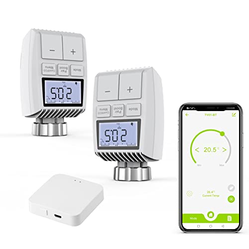 Smartes Heizkörperthermostat Bluetooth Set, AWOW Intelligenter Heizkörperregler mit App-Steuerung, kompatibel mit App Tuya und Smart Life