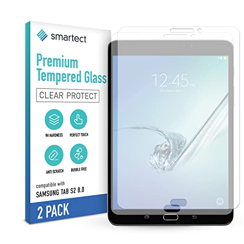 smartect Schutzfolie aus Panzerglas kompatibel mit Samsung Galaxy Tab S2 8.0 Zoll (T719, T715) [2 STÜCK - KLAR] - Tempered Glass 9H Härte - Schutzglas Blasenfrei - Anti Fingerabdruck - Touch Sensitive