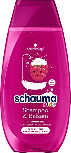Schauma Kids Shampoo & Balsam Himbeere (250 ml), Kinder Shampoo entwirrt das Haar für leichtere Kämmbarkeit, mit mildem & frischem Duft