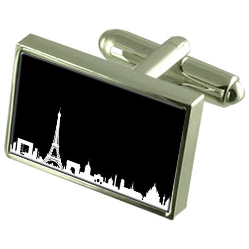 Pariser Skyline Manschettenknöpfe mit Tasche