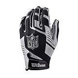 Wilson American Football Receiver-Handschuhe NFL STRETCH FIT RECEIVERS GLOVE, Einheitsgröße, schwarz/Silber, WTF930700M