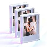 Janaden Acryl Bilderrahmen für 2x3 zoll Instax Mini Fotos, irisierend Fotorahmen Polaroid Rahmen für Schreibtisch Dekoration, Mini Sofortbild Fotorahmen für Fujifilm und Polaroid Film (3er Pack)