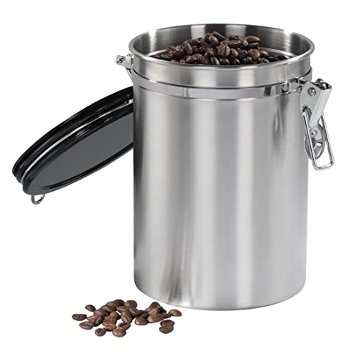 Xavax Kaffeedose für 1 kg Kaffee (luftdichte Vorratsdose mit Aromaverschluss, Behälter aus Edelstahl, Dose zur Aufbewahrung von Kaffee, Tee, Kakao) silber