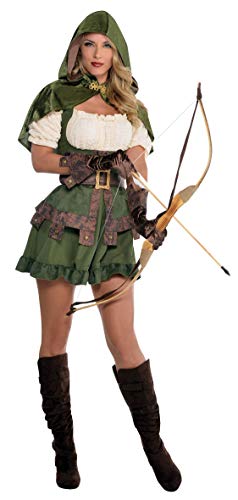 Amscan 844578-55 - Erwachsenenkostüm Robin Hoodie, Kleid, Umhang, Gürtel, Handschuhe, Held, Mittelalter