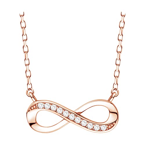 SOFIA MILANI - Damen Halskette 925 Silber - vergoldet/ rosé golden - mit Zirkonia Steinen - Unendlich Infinity - 50248