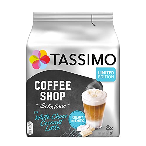Tassimo Kapseln Coffee Shop Selections, Typ White Choco Coconut Latte, 40 Kaffeekapseln, 5er Pack (5 x 8 Getränke) - nur für kurze Zeit verfügbar