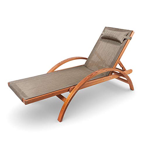 Ampel 24 Liegestuhl Karibik, verstellbare Rückenlehne, Sonnenliege mit Armlehnen, Gartenmöbel aus vorbehandeltem Holz, wetterfeste Gartenliege