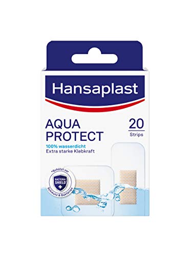 Hansaplast Aqua Protect Pflaster (20 Strips), wasserfeste Wundpflaster mit extra starker Klebkraft, Heftpflaster ideal zum Duschen, Schwimmen & Baden