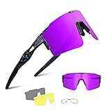 BangLong Polarisierte Sonnenbrille, Fahrradbrille Herren Damen UV 400 Schutz mit 3 Wechselgläser, Schutzbrille Sportbrille für Outdoorsport Radfahren Laufen Golf
