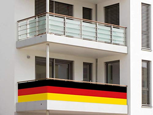 HAFIX Balkonumrandung Deutschlandflagge Sichtschutz Regenschutz 0,83x5m Balkonumspannunug WM Banner Fahne inkl. Kabelbinder