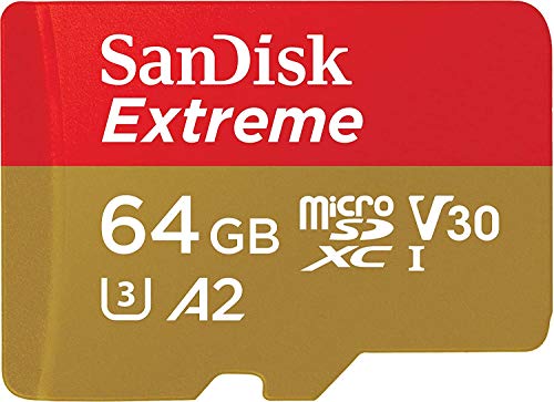 SanDisk Extreme microSD-Karte für mobiles Gaming 64 GB, Unterstützt mit A2 App Performance AAA/3D/VR-Spielgrafiken und 4K-UHD-Video, 160 MB/s Lesen, 60 MB/s Schreiben, Klasse 10, UHS-I, U3, V30