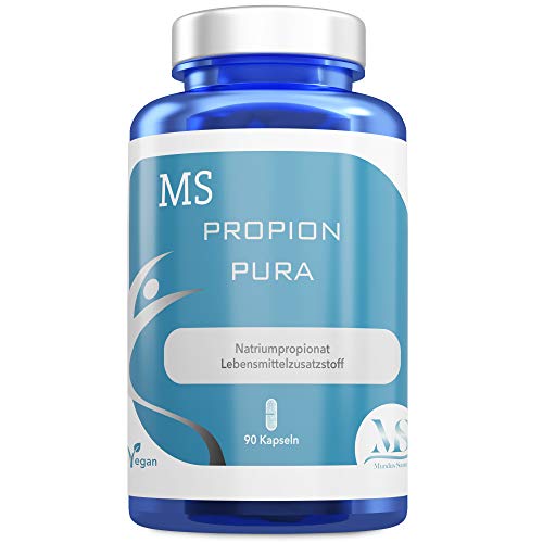 MS Propion Pura, 90 Kapseln | Lebensmittelzusatzstoff | Propionsäure | 500mg Natriumpropionat pro Kapsel | Vegan | Laktose- & glutenfrei