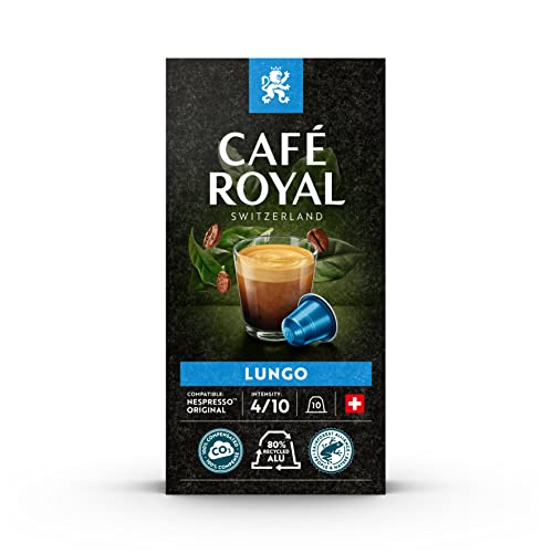 Café Royal Lungo 100 Kapseln für Nespresso Kaffee Maschine - 4/10 Intensität - UTZ-zertifiziert Kaffeekapseln aus Aluminium