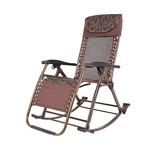 Tragbarer Schaukelstuhl Balkon-Liegestuhl Klappbarer Lounge-Stuhl für Erwachsene (Braun)
