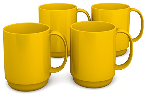 Ornamin Becher 300 ml gelb, 4er Set (Modell 510) | hochwertiger Kaffeebecher aus Kunststoff