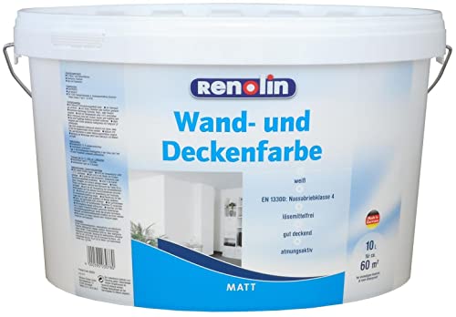Renolin Wand- und Deckenfarbe 10L 60m² Wandfarbe Farbe Innenfarbe Wilckens weiß