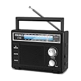PRUNUS J-136 AM FM UKW Radio Klein, Tragbares Radio Batteriebetrieben oder AC-Strom, Kofferradio mit AUX/Mikrofonanschluss; Einfaches Radio für Senioren.