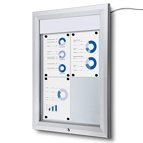 kaufdeinschild 4 x A4 (459 x 633 mm) Premium LED Außen Schaukasten Plakatschaukasten abschließbar Infokasten mit ESD Glas