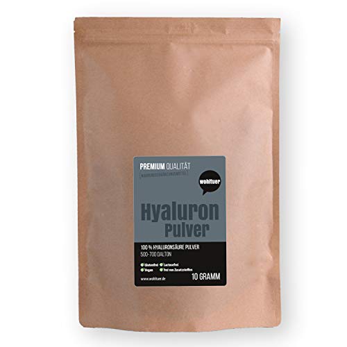 Wohltuer Premium Hyaluron Pulver 10g | Reine Hyaluronsäure Pulver hochdosiert | Hyaluron niedermolekular, pur & vegan | Für Hyaluron Kosmetik Serum, Gesichtscreme & Nahrungsergänzung