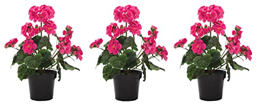DARO DEKO Kunst-Blume Geranie stehend 3 Stück pink