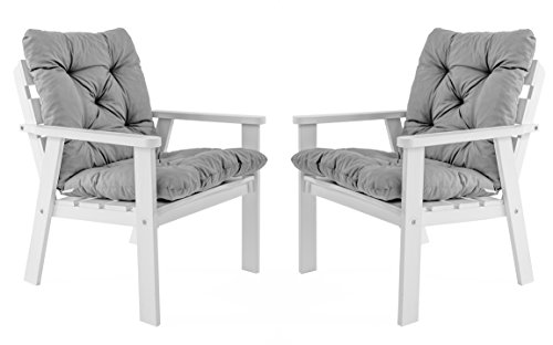 Ambientehome Sitzkissen Auflage Sitzpolster, 98 x 50 x 8 cm, 2er Set, grau, 50% Baumwolle , 50% Polyester