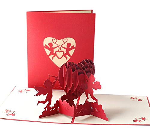 BOYATONG 3D Popup Cupid Hochzeitskarte mit schönen Papierschnitt,Karte zum Valentinstag,Geburtstagskarte für Liebhaber, Geschenkkarte für Frauen,bestes Geschenk zum Jubiläum