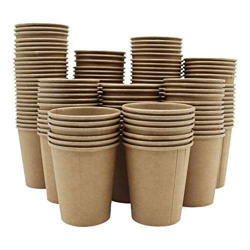 BAMI Kaffeebecher | Einwegbecher | Pappbecher | Braun, Pappe, Kraftpapier, 8oz 200ml | 100 Stück
