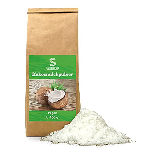 Schoefer Naturprodukte BIO Kokosmilch-Pulver - 100 % vegan, glutenfrei & laktosefrei - Eis, Smoothies, u. v. m. - nachhaltige 400g Packung