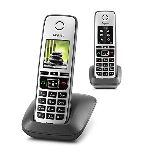 Gigaset Family – 2 schnurlose Telefone mit großem, farbigem Display und hoher Reichweite – anthrazit-grau