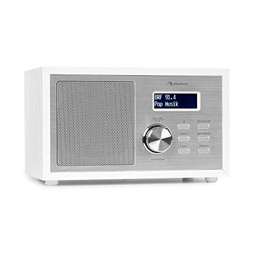 auna Ambient DAB Radio - kompaktes DAB+ Radio mit Bluetooth-Streaming: Version 5.0 mit A2DP-Support, Radio: DAB/DAB+/FM Tuner, Bluetooth Radio mit LCD-Anzeige, AUX-In, Holzoptik weiß