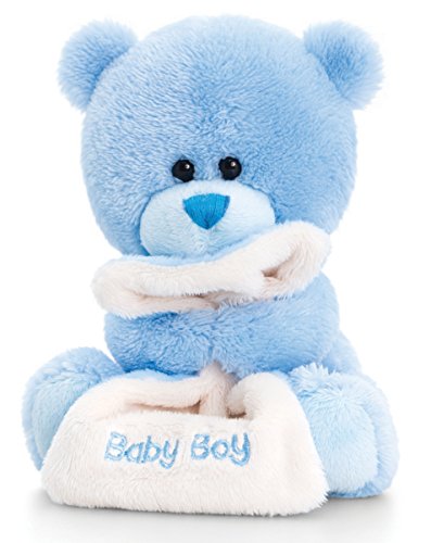 Lashuma Plüschtier Teddy, Pipp The Bear Kuscheltier Baby Boy mit Schmusedecke Hell Blau, Stofftier 14 cm