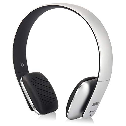 August EP636 - Bluetooth v4.1 NFC Kopfhörer - kabellose Bluetooth Stereo Kopfhörer mit Freisprechfunktion CVC6,0 Geräusch- und Echoreduktion und integriertem 14h Akku für Kinder Erwachsene – silber