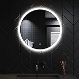 SONNI Badspiegel mit Beleuchtung Rund 60 cm Beschlagfrei LED Badspiegel Rund mit Touch Spiegel mit Beleuchtung Kaltweiß Wandspiegel IP44
