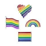 NUOBESTY Regenbogen-Broschen, Regenbogen-Herz-Fahne Emaille Pinsel, LGBT Stolz Kleid Accessoires für Frauen Mädchen,4 Stil,4 PC