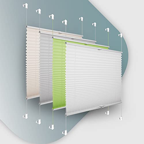 Plissee ohne Bohren klemmfix Jalousie Sonnenschutz Easyfix Faltrollo Lichtdurchlässig Rollo für Fenster & Tür Weiß 85x120cm(BXH)