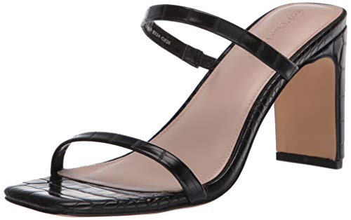 The Drop Women's Avery Square Toe Two Strap High Heeled Sandal, Black, 9
