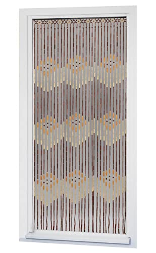 Maximex Bambus-Vorhang 90x200 cm, wunderschöner Vorhang mit Holzperlen aus nachhaltigem Bambus, echte Handarbeit, Vorhang inklusive Insektenschutz, platzsparend zusammen faltbar