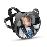 APRAMO Baby Rücksitzspiegel 360° Schwenkbar Auto Baby Spiegel, 100% Bruchsicherer Rückspiegel für Kindersitz und Babyschale, Geeignet für allerlei Kopfstützen, Autospiegel in optimaler Größe