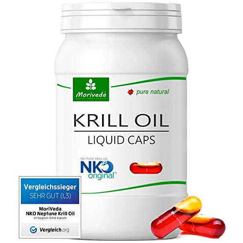MoriVeda NKO Krillöl Kapseln (Testsieger) I Omega 3,6,9 Astaxanthin, Vitamin E, Choline, Phospholipide I ISO & MSC zertifiziert I 90 Liquid Kapseln