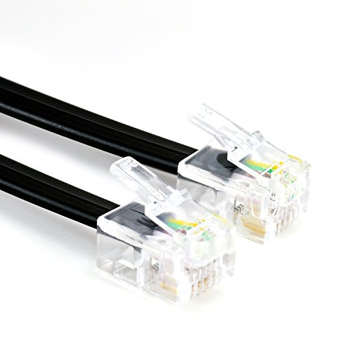 CSL - 6m Telefonkabel Modularkabel Westernanschlusskabel mit 2xRJ11 6P4C 4-polig belegt 1 zu 1 - DSL - ISDN - Modem -NTBA -UAE genormte RJ-Steckverbindung