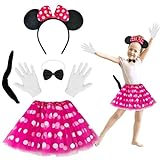 Lovesmile Minnie Mouse Kostüm Kinder, Maus Kostüm Kinder, Mini Maus Kostüm Mädchen, Minnie Maus Kostüm Mädchen, Minnie Mouse Kostüm Geeignet für Karneval Rollenspiele Mottopartys Schulaufführungen