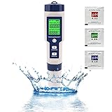 OPSLEA 5 in 1 TDS/EC/PH/Salzgehalt/Temperaturmesser Digitaler Wasserqualität Monitor Tester Digitales PH Messgerät für Pools, Trinkwasser, Aquarien