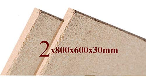 2x Vermiculite Brandschutzplatten | 800x600x30mm | Schamotte-Ersatz