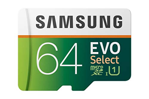 Samsung EVO Select 64 GB microSD 100MB/s, Geschwindigkeit, Full HD & 4K UHD Speicherkarte inkl. SD-Adapter für Smartphone, Tablet, Action-Kamera, Drohne und Notebook