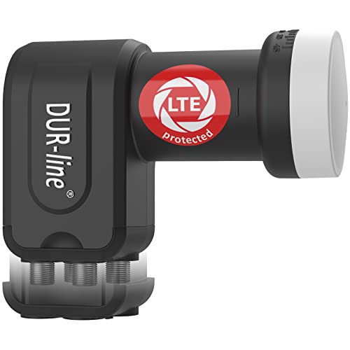 DUR-line +Ultra Quad LNB - 4 Teilnehmer schwarz - mit LTE-Filter [ Test SEHR GUT *] 4-Fach, digital mit Wetterschutz, Full HD, 4K,Premium-Qualität